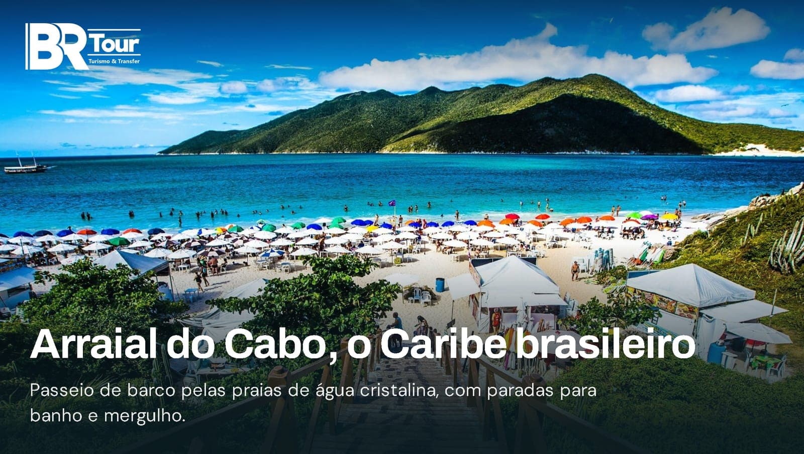 Colagem com a Praia do Forno, as Prainhas do Pontal e a Praia Grande em Arraial do Cabo